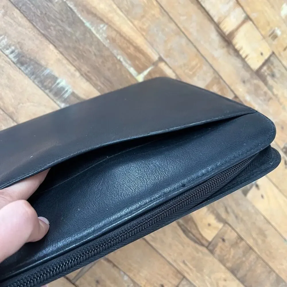 Black Genuine Leather Day-Timer Organizer 7-Ring Binder 10.5